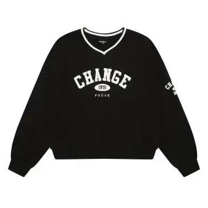 [에꼴리에] 여아 레터링 브이넥 맨투맨 티셔츠 24A3462_BK [P003781720]