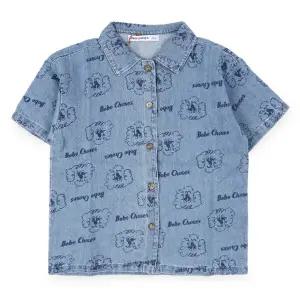 [보보쇼즈] 키즈 피클스 더 독 올오버 데님 반팔 셔츠(블루) B126AC037 461