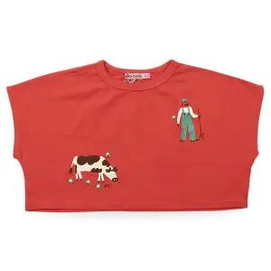 [보보쇼즈] 키즈 팜 어드벤처 크롭 반팔(레드) B126AC024 611