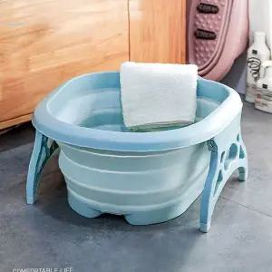 휴대용 접이식 발 담그는 통 지압 돌기 발마사지 욕조 발 피로회복 족욕 용기