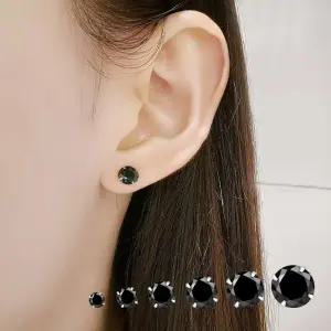 귀걸이 실버 925 SILVER 은 지르콘 데일리 블랙 큐빅 크리스탈