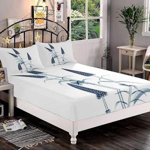 장식용 맞춤 시트 세트 풀사이즈 플라워 딥 포켓 베개 2개 X선 플로럴 패턴 컨템포러리 모던 프린트 마이크로파이버 침구 3종 침구용