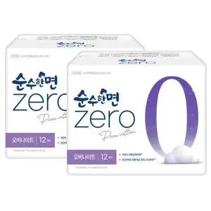 [순수한면] 깨끗한나라 순수한면 제로 Zero 생리대 오버나이트 12Px2팩
