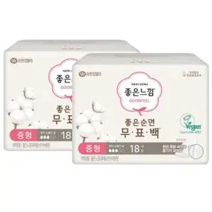 [좋은느낌] 좋은느낌 좋은순면 무표백 생리대 중형 18Px2팩
