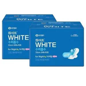 [화이트] 화이트 수퍼흡수 33cm 오버나이트 14Px2팩
