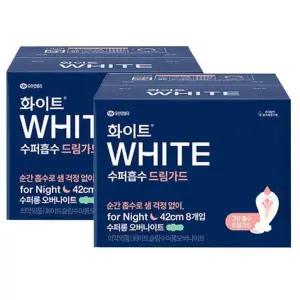 [화이트] 화이트 수퍼흡수 드림가드 42cm 수퍼롱 오버나이트 8Px2팩