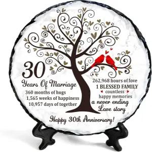 보즈스파서 펄 커플 슬레이트 플레이트 - 부모님과 커플을 위한 30주년 결혼 선물 독특한 디어 기념 장식