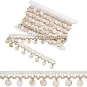 PH 팬더홀 쉘 프린지 트림 브레이드 레이스 1-3/8인치 와이드 태슬 리본 보호 재봉 코스튬 여름 드레스