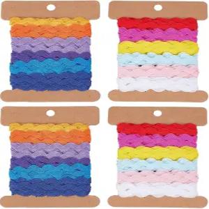 GORYCRAFT 24야드 12가지 색상 릭 랙 트림 리본 5mm 웨이브 재봉 굽힘 프린지 직조 땋은 원단 레이스 DIY