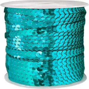 FQTANJU 블루 6mm 공예품 프린지 재봉용 스트링 원형 플랫 스팽글 스트립 트림; 100야드 롤