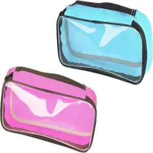 라이프백 홈 키트 여행용 가방 구급상자 액세서리 파우치 - 지퍼백/투명 창문 2개 세트(블루 핑크)
