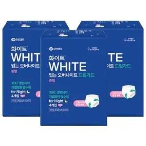 [화이트] 화이트 입는오버나이트 드림가드 팬티형생리대 중형 4Px3팩