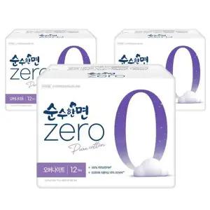 [순수한면] 깨끗한나라 순수한면 제로 Zero 생리대 오버나이트 12Px3팩