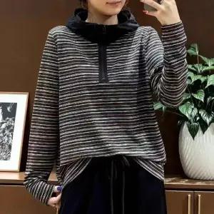 EAMT 여사친 상의 스트라이프 티셔츠 반집업 슬림핏 편안한 후드 YJ1