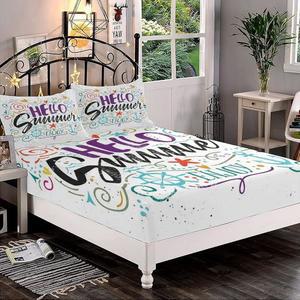 XISUNYA 장식용 맞춤 시트 세트 정사이즈 견적서 깊은 포켓 베개 2개 안녕하세요 여름 하트 플라워 앵커 인쇄 극세사 침구 3개 세트로 즐기기