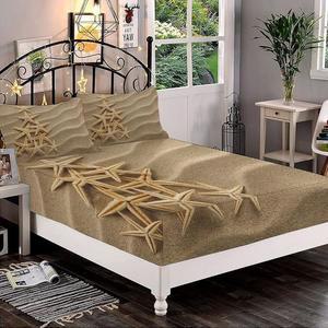 장식용 맞춤 시트 세트 풀사이즈 불가사리 딥 포켓 베개 2개 모래 인쇄 마이크로파이버 침구 3pc 침구용 쉘의 크리스마스 트리