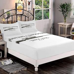 장식용 침구 시트 세트 퀸 사이즈 헌팅 데코 딥 포켓 피팅 베개 샴 2개 슈팅 프린트 마이크로파이버 3pc 침대 침구용 빈티지 디자인