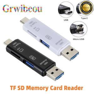 5in1 타입 C + USB 2.0 마이크로 어댑터 다기능 TF SD 메모리 카드 리더 OTG 모바일 폰 컴퓨터 스마트폰 도