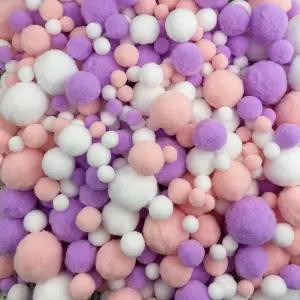 댑슈익크 1000피스 폼폼 DIY 예술 및 공예품 제작 장식용 라이트 퍼플 핑크 화이트 크래프트