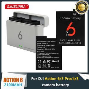 DJI 오스모 액션 6 5 프로용 2100mAh 카메라 배터리 및 6543 액세서리용 2 슬롯 고속 충전기