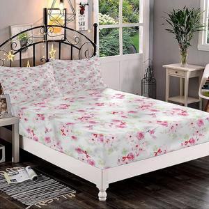 장식용 침구 시트 세트 칼킹 사이즈 벌새 딥 포켓 피팅 베개 샴 2개(평탄 없음) 목련 장미 프린트 극세사 3pc 침대 여성 남성 침구용