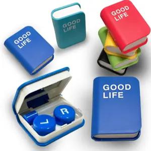 콘택트렌즈 케이스 키트 제거 도구가 있는 귀여운 컬러북 폭스 거울이 휴대용 여행용 보관 용기 핀셋