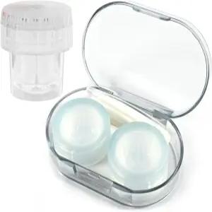 깨끗한 세탁기가 있는 콘택트 렌즈 케이스 투명 제거 도구 키트와 용액 병이 여행용 귀여운 누수 방지