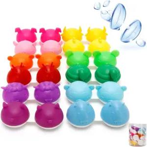 나투데코 12팩 콘택트렌즈 케이스 귀여운 휴대용 화장품 용기 스탠드 박스 보관 키트 어플리케이터 야외