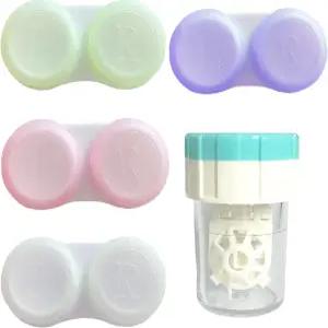 깨끗한 세탁기가 장착된 하우인 콘택트 렌즈 케이스 여행 키트 벌크 컬러 담금 보관함 홀더 용기