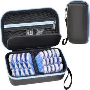 데일리 콘택트렌즈 케이스 30개 이상의 일회용 렌즈 메시 포켓이 있는 휴대용 보관 정리함 모든 브랜드