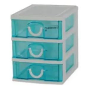 소품정리함 해피 서랍장3단(블루)