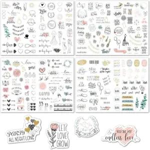 웨딩 플래닝 스티커 4장 230장 일러스트 신부 샤워 스크랩북 결혼 플래너 기념일 장식용 비닐 약혼