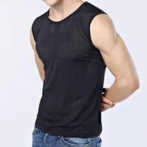 남자박스나시 여름 낮성 시원한 아이스 쿨 메쉬 민소매 나시 티셔츠