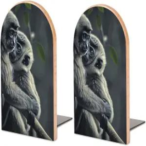 블랙 몽키 북엔드 나무 책 선반용 메탈 베이스 헤비 북스탑 홈 오피스 용품용 도서 정리함으로 끝납니다