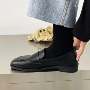 스퀘어 플랫 로퍼 여성단화 레더 데일리 모던 seF9+6aqW