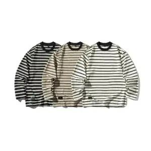 남친 데일리룩 라운드넥티 스트라이프 긴팔 티 라운드 빈지 유체 셔츠 스포M1