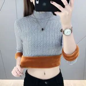 반목 여성 털내복 티셔츠 터틀넥 겨울 방한 내의 상의 내복 보온내복 KLb8+8IBo