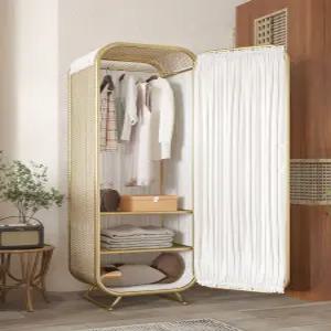 더류현 유니크한 인테리어 철제 장식장 침실 거실 코너 소형 행거 옷장