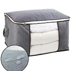 이불정리 투명창 가로형회색 의류정리함