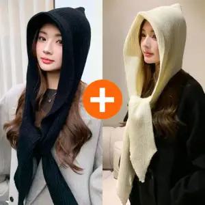 2개세트 니트 후드 목도리 머플러 숄 바라클라바 넥워머 목토시