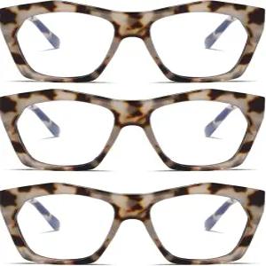 Viseng 3팩 오버사이즈 프레임 디자인 여성용 블루라이트 차단 컴퓨터 리더 +0.0