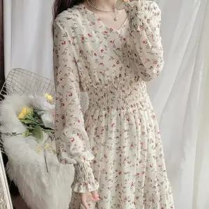 브이넥 플라워 롱원피스 6종 꽃무늬 드레스 밴딩 허리라인 스커트 여자친구룩