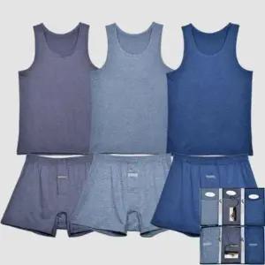 남성 스트라이프 스판 런닝 민소매 사각 팬티 속옷 3입