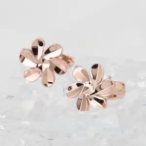 귀걸이선물 금침 유로파 로즈골드 플라워 컷팅 원터치 귀걸이 14K