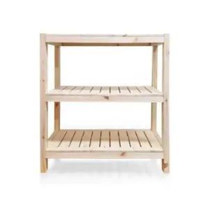 신발정리대 파인 우드렉 3단선반800 DIY 원목 모듈선반 정리선반