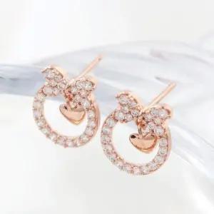 귀걸이선물 골드필드 핀 큐빅 리본 링 하트 일자침 귀걸이 14K