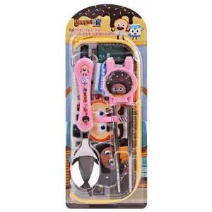 (힘찬)브레드이발소 초코 이지 교정용 수저케이스세트 (2단계)(집)(715115)젓가락 캐릭터 어린이 연습 연습