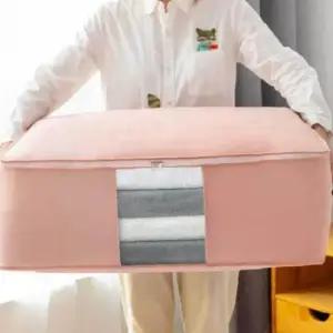 특대형 이불정리 수납 보관함 가방 핑크