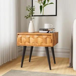 Bme 나 솔리드 우드 서랍장 포함 - 거실이나 침실을 위한 소박한 기하학적 패턴이 있는 완전히 조립된 침대