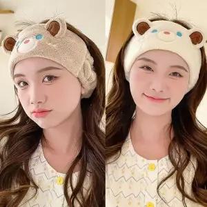 [비케이엠_62]귀여운 곰돌이 좋은 헤어핀 극세사 머리 세안